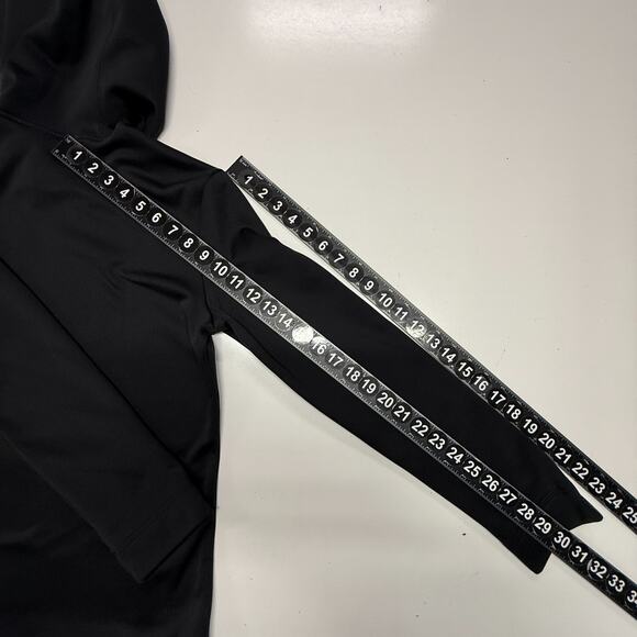 Adidas Hoodie Womens Medium Black White Aeroready Fleece Lined Logo Spellout - Picture 5 of 14